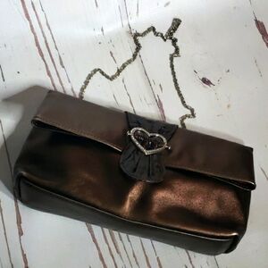 Brighton metallic brown shoulder clutch small bag
